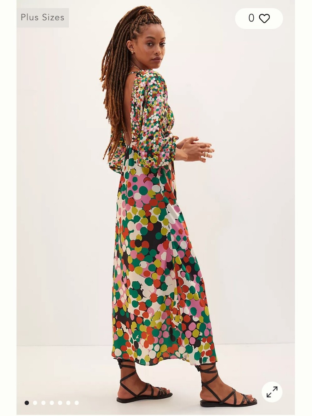 Anthropologie Multicolor Polka Dot Puff Sleeve Maxi Dress Medium EUC